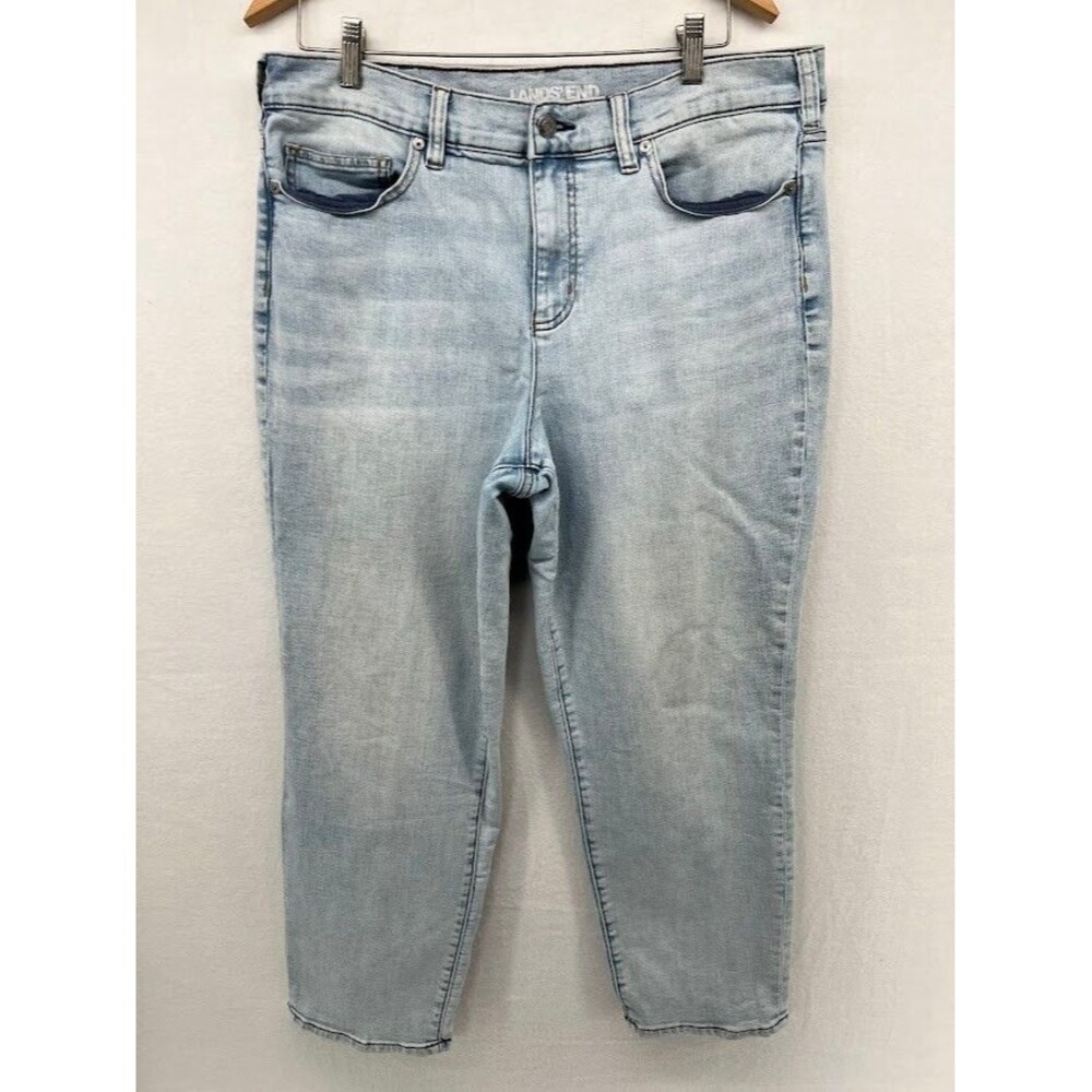 Lands End Plus Size 16W Light Wash Denim Jeans Slim Ankle